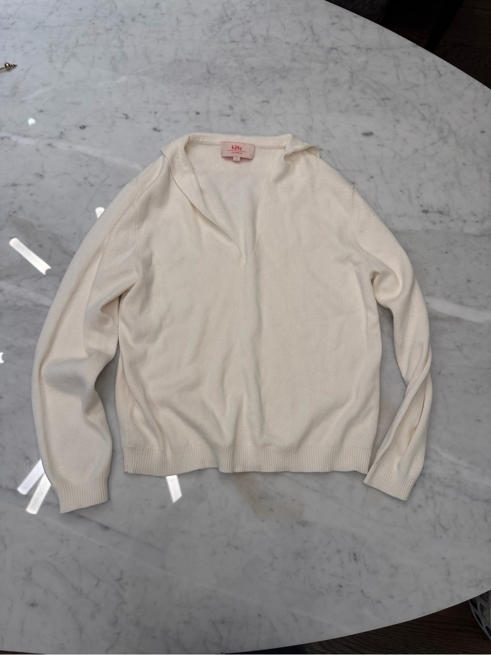 Kite Cream V-Neck Lightweight Knit Sweater